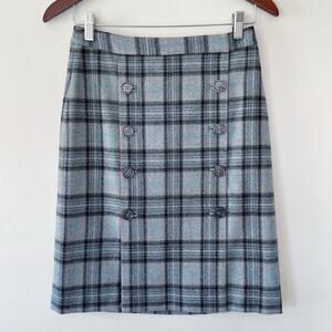 Brooks Brothers Wool Plaid Wrap Skirt Size 2 Petite LIKE NEW